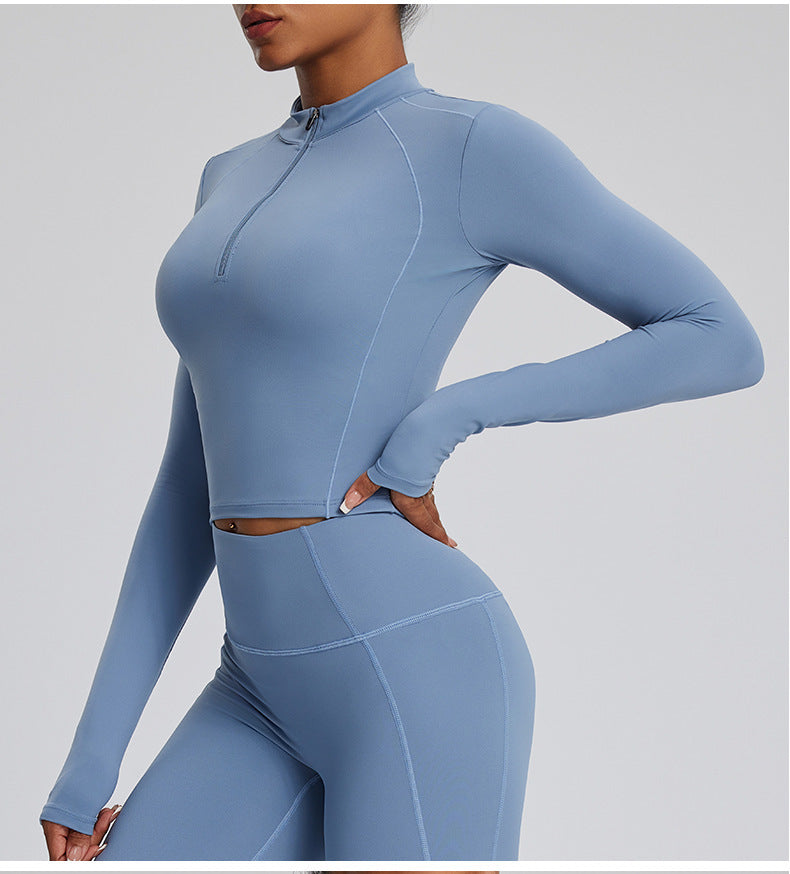 Women's Seamless Yoga Set – Long Sleeve Jacket, Sports Bra & Pants | Pilates Fitness Suit
