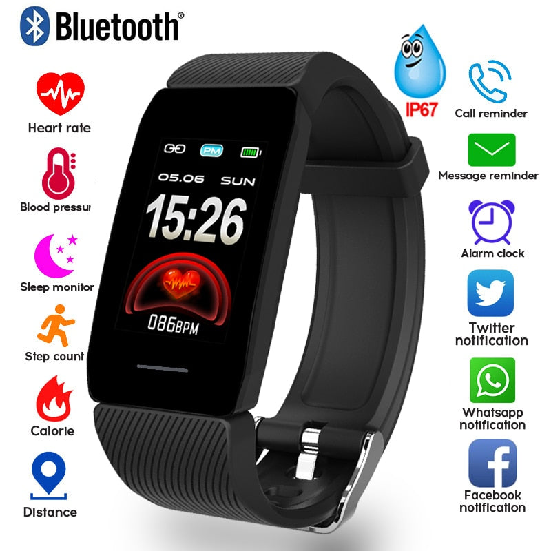 1.14" Smart Band Fitness Tracker Heart Rate Monitor Waterproof