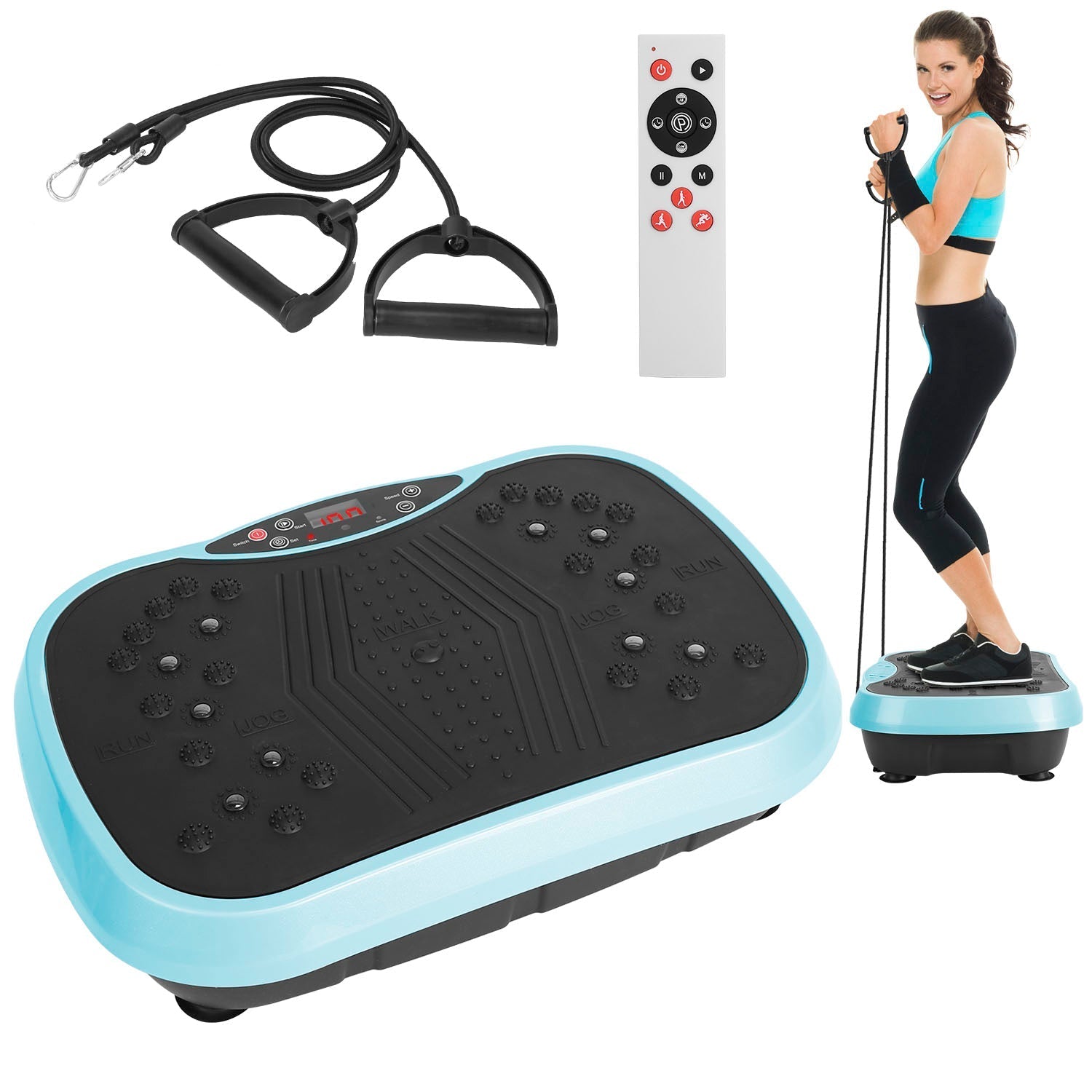 Vibration Exercise Machine with Resistance Bands Remote Control Home Fitness