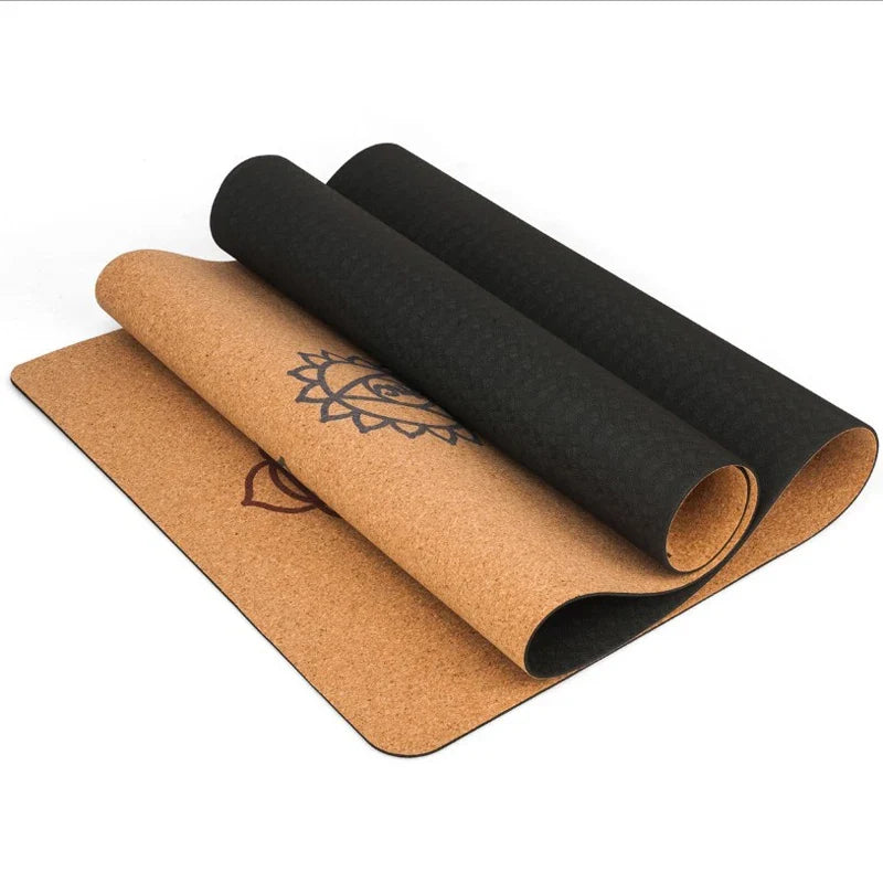 Natural Cork TPE Yoga Mat 5mm Non-Slip Fitness Pilates
