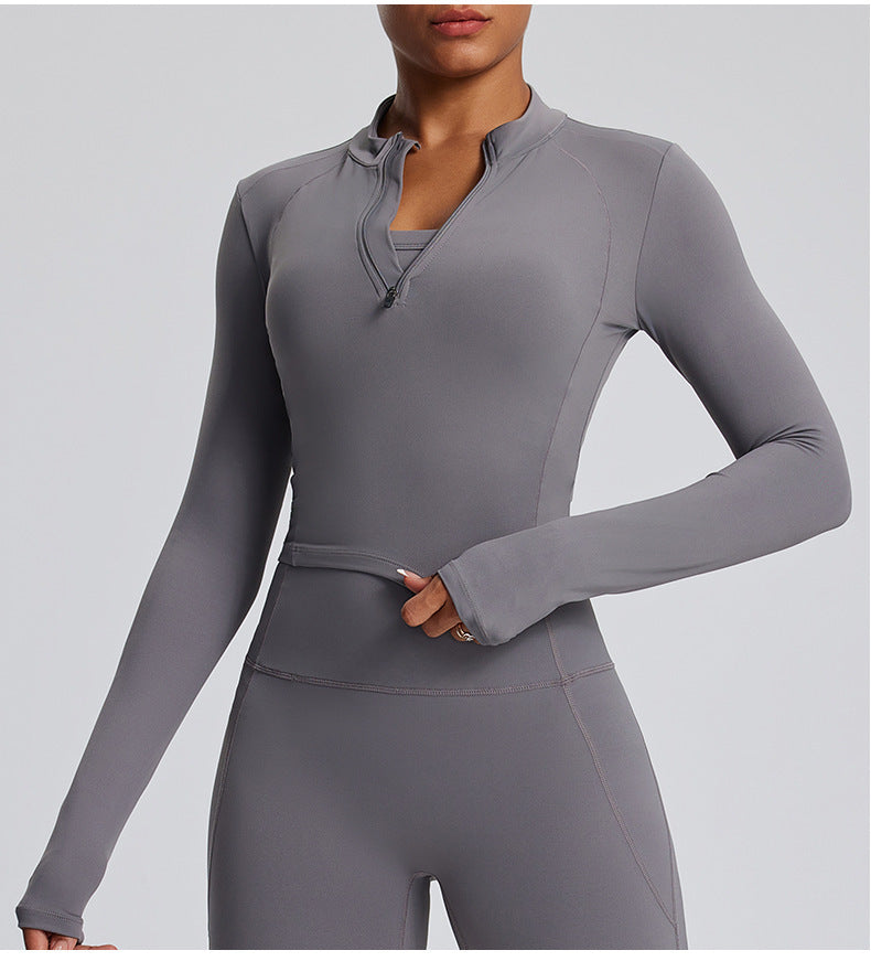 Women's Seamless Yoga Set – Long Sleeve Jacket, Sports Bra & Pants | Pilates Fitness Suit
