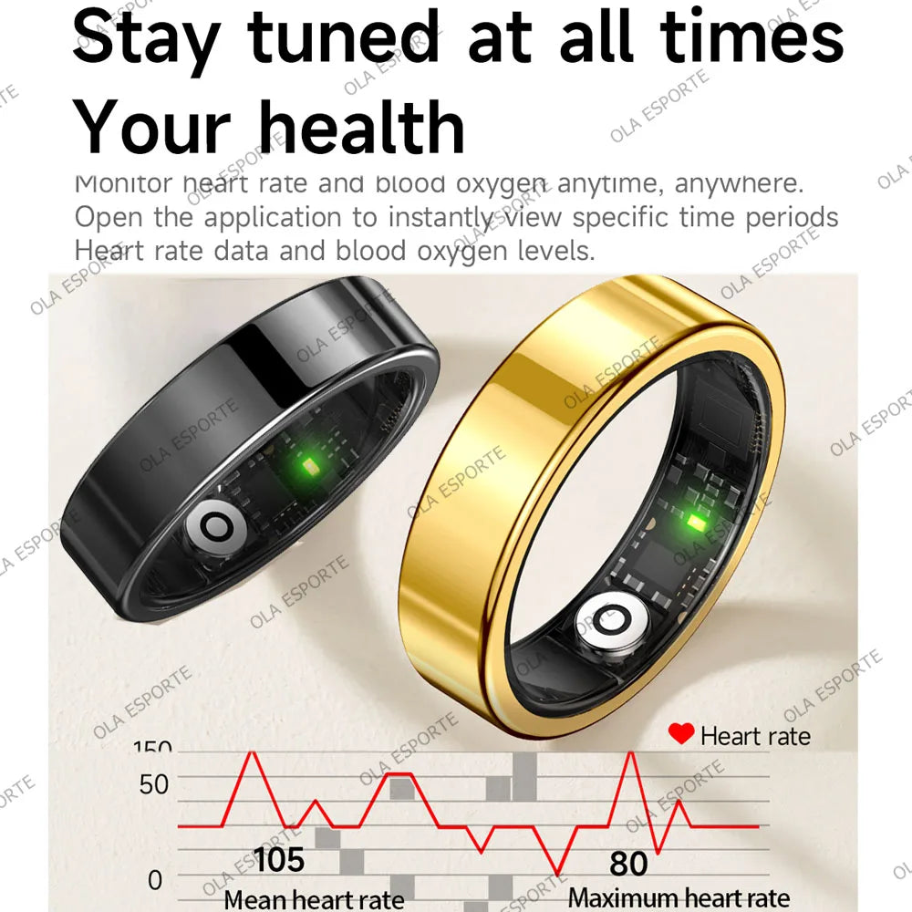 2026 Smart Ring Blood Pressure Heart Rate Sleep Monitoring