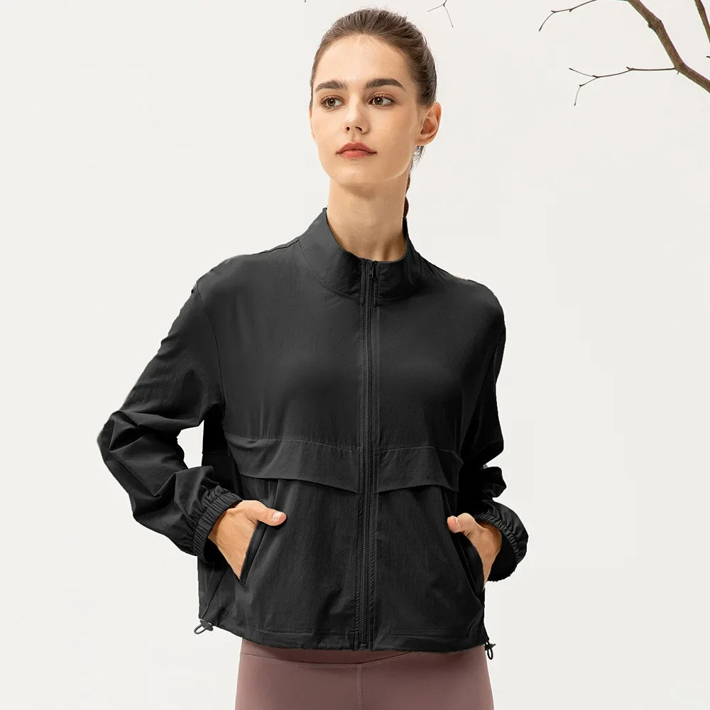 Women's Summer Running Jacket with Drawstring