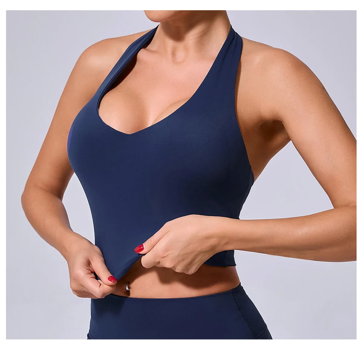 Ladies Sports Bra Sexy Hanging Neck High Support Impact Yoga Underwear Running Fitness Gym Push Up Workout Bra Padded Bralette