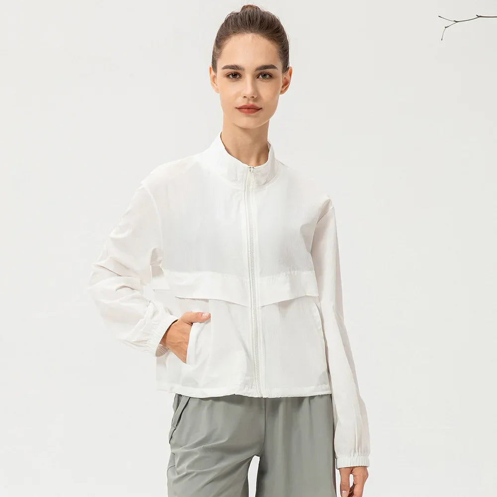 Women's Summer Running Jacket with Drawstring