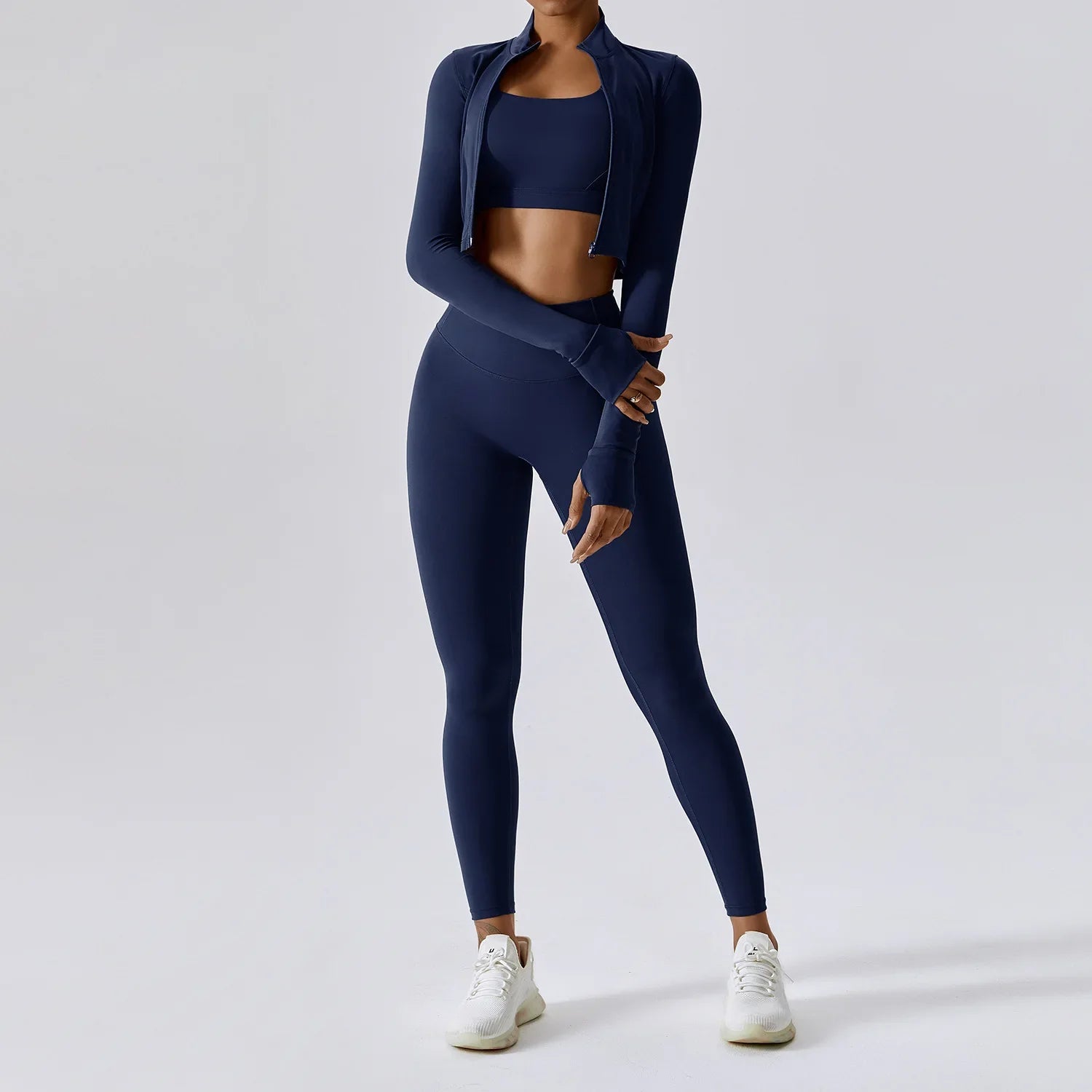Women’s 3-Piece Activewear Set Sports Bra Leggings Long Sleeve