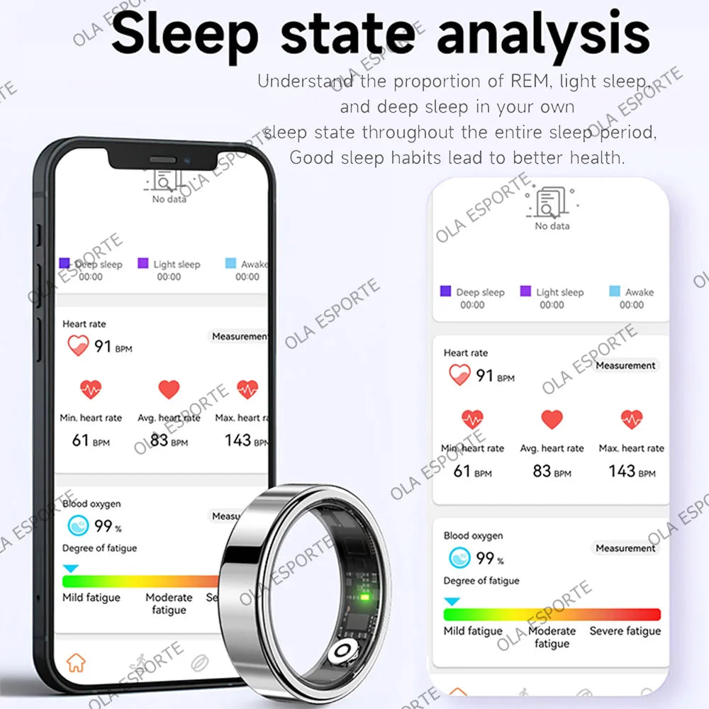 2026 Smart Ring Blood Pressure Heart Rate Sleep Monitoring