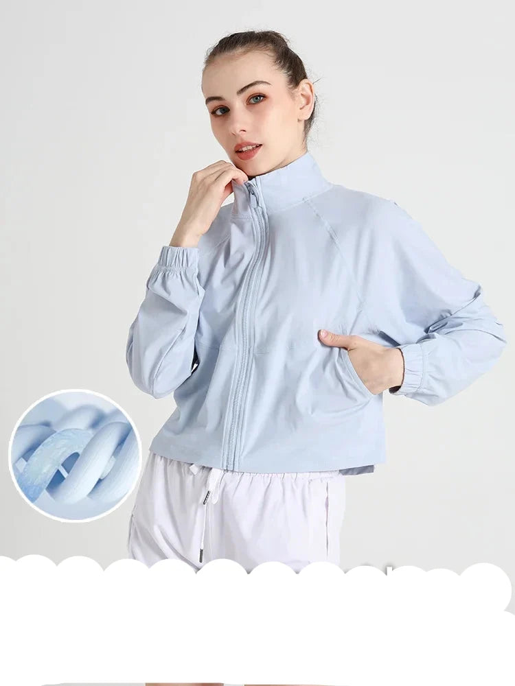 Women's Long Sleeve Yoga Jacket with Zipper