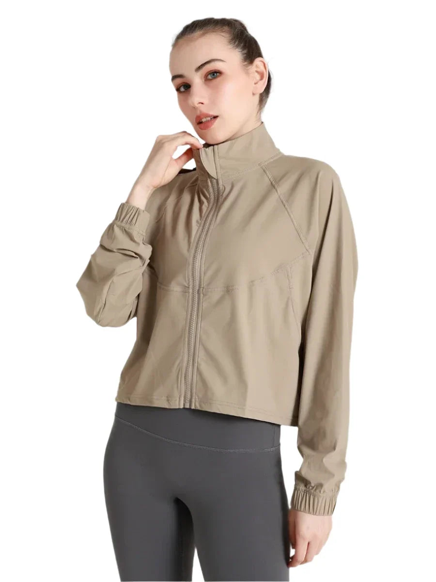 Women's Long Sleeve Yoga Jacket with Zipper