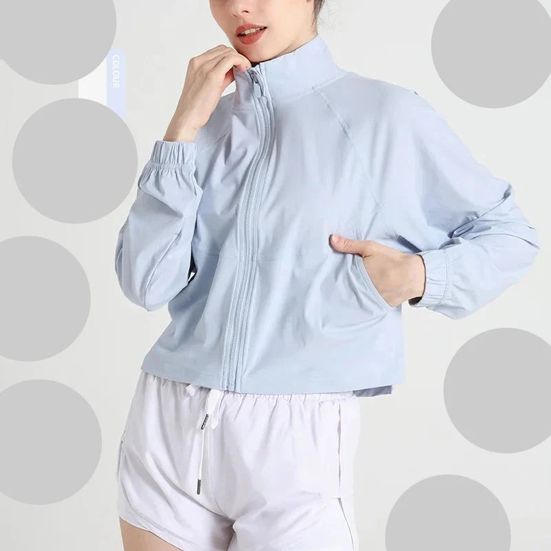 Women's Long Sleeve Yoga Jacket with Zipper
