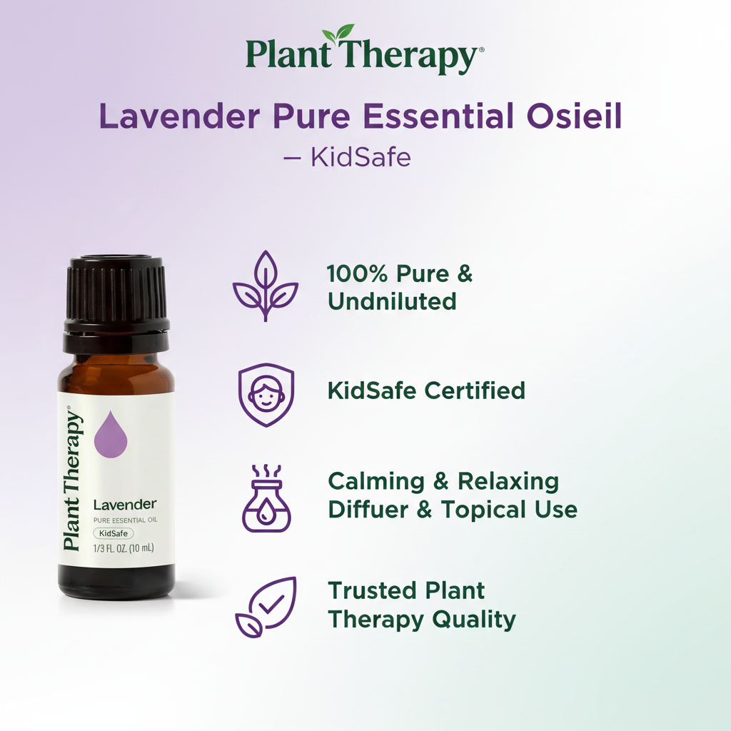 Plant Therapy Lavender Pure Essential Oil KidSafe Calming & Relaxing 1/3 FL OZ (10 mL)
