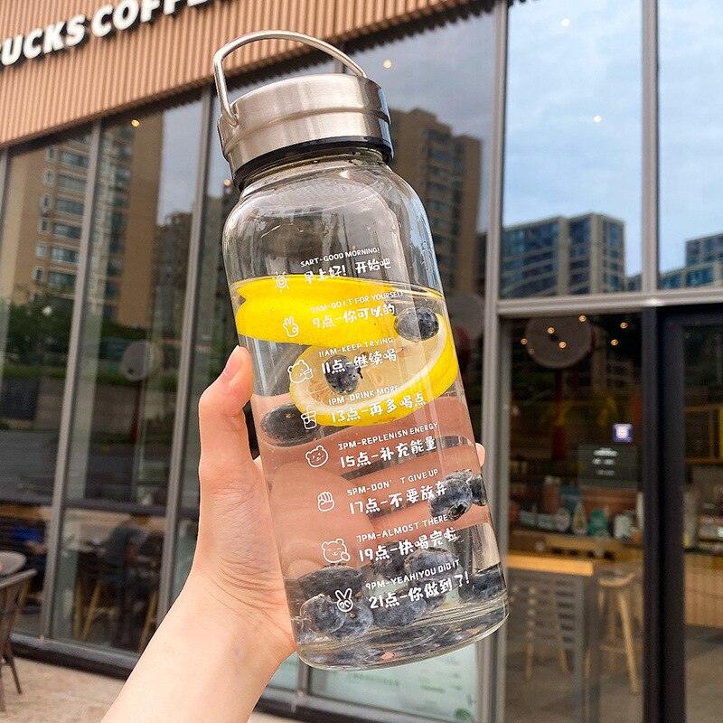 Large Capacity Transparent Water Bottle Wide Mouth Sports Travel