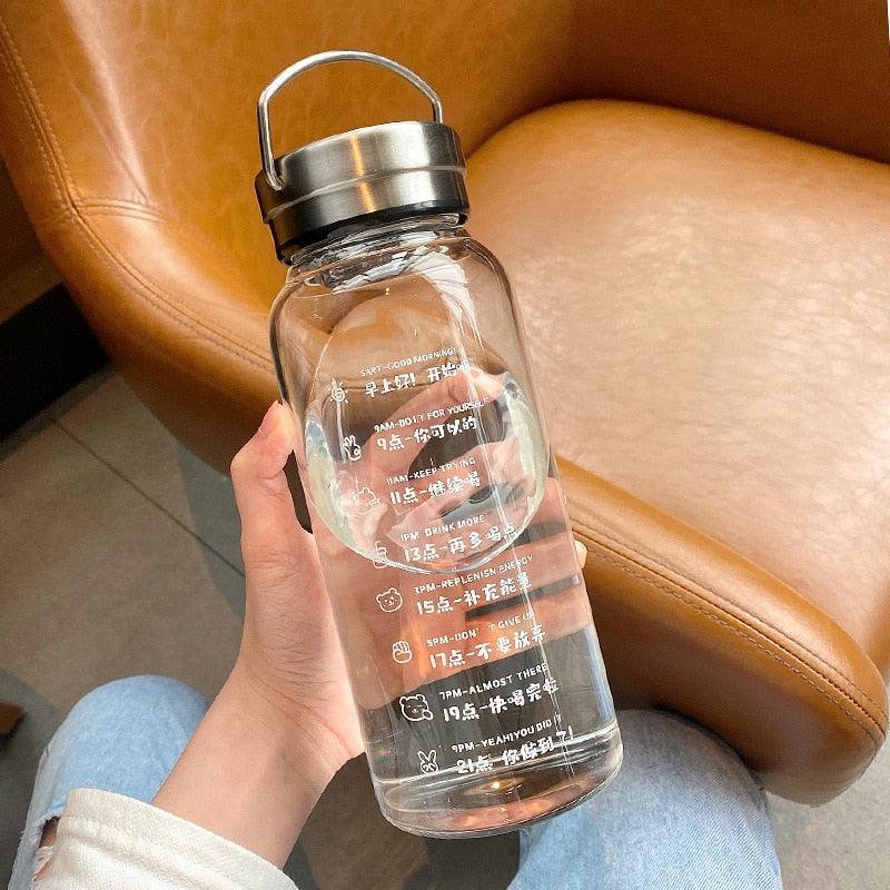 Large Capacity Transparent Water Bottle Wide Mouth Sports Travel